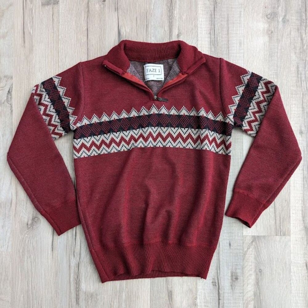 3/$20 Faze 1 Quarter Zip Sweater Red, Size 7 (K3)